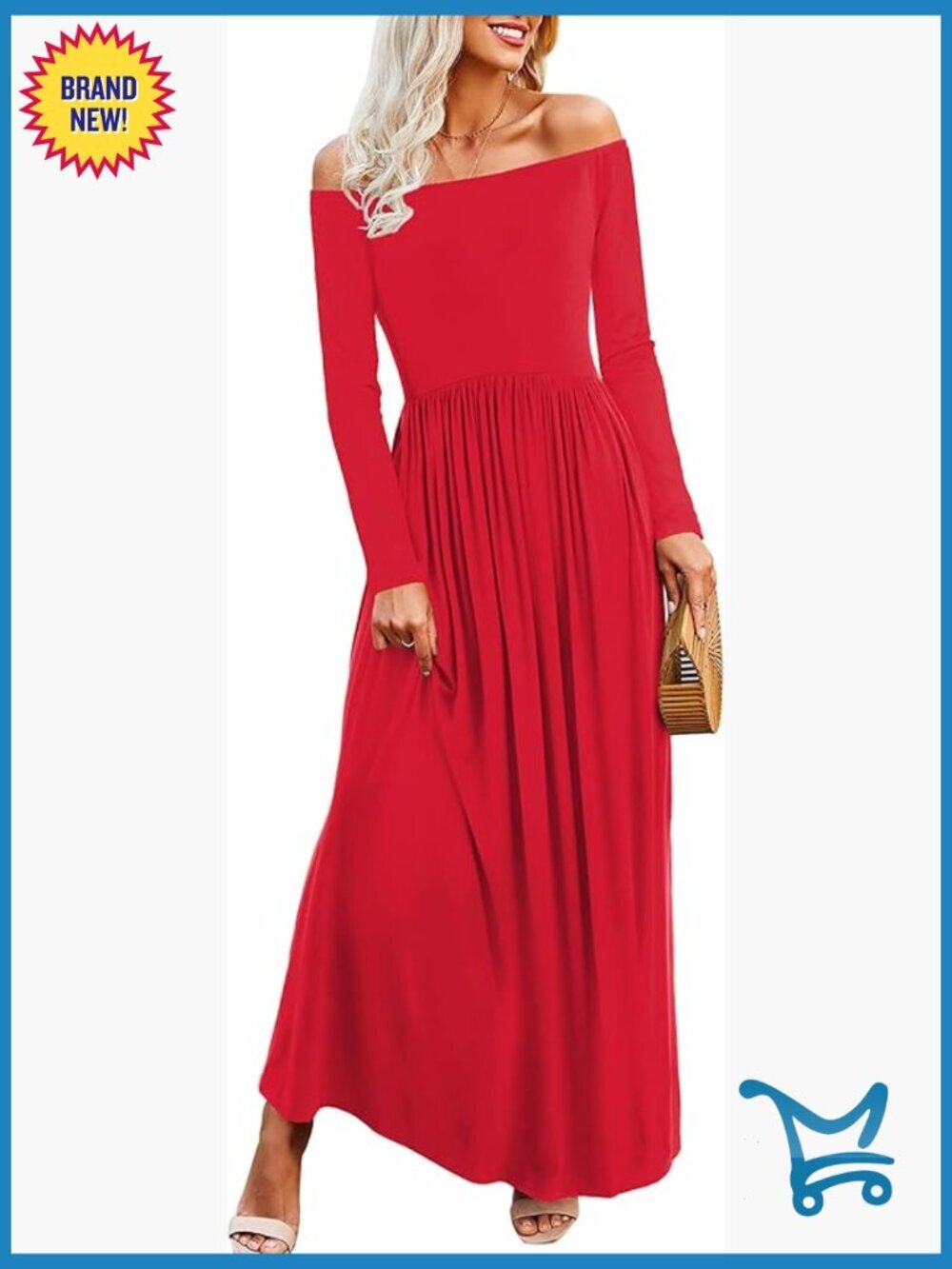 Long Sleeve Off Shoulder Maxi Dress with Pockets